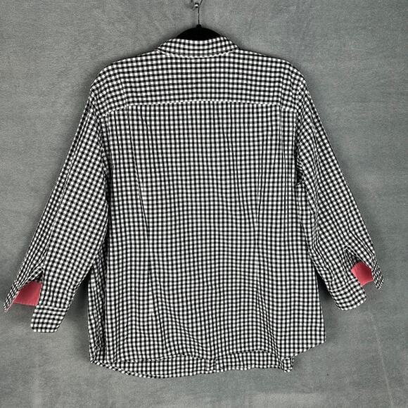 Lauren Ralph Lauren Top Womens 2X Black White Check Button Up Career Preppy - Picture 9 of 13